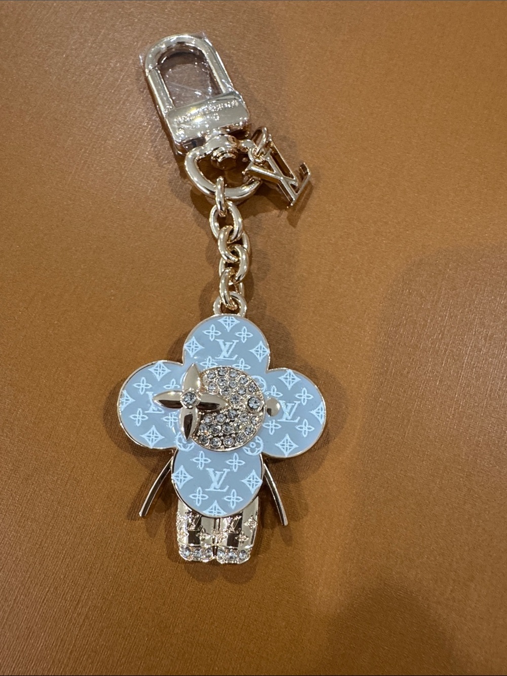 Grey Monogram Flower Charm Key Holder